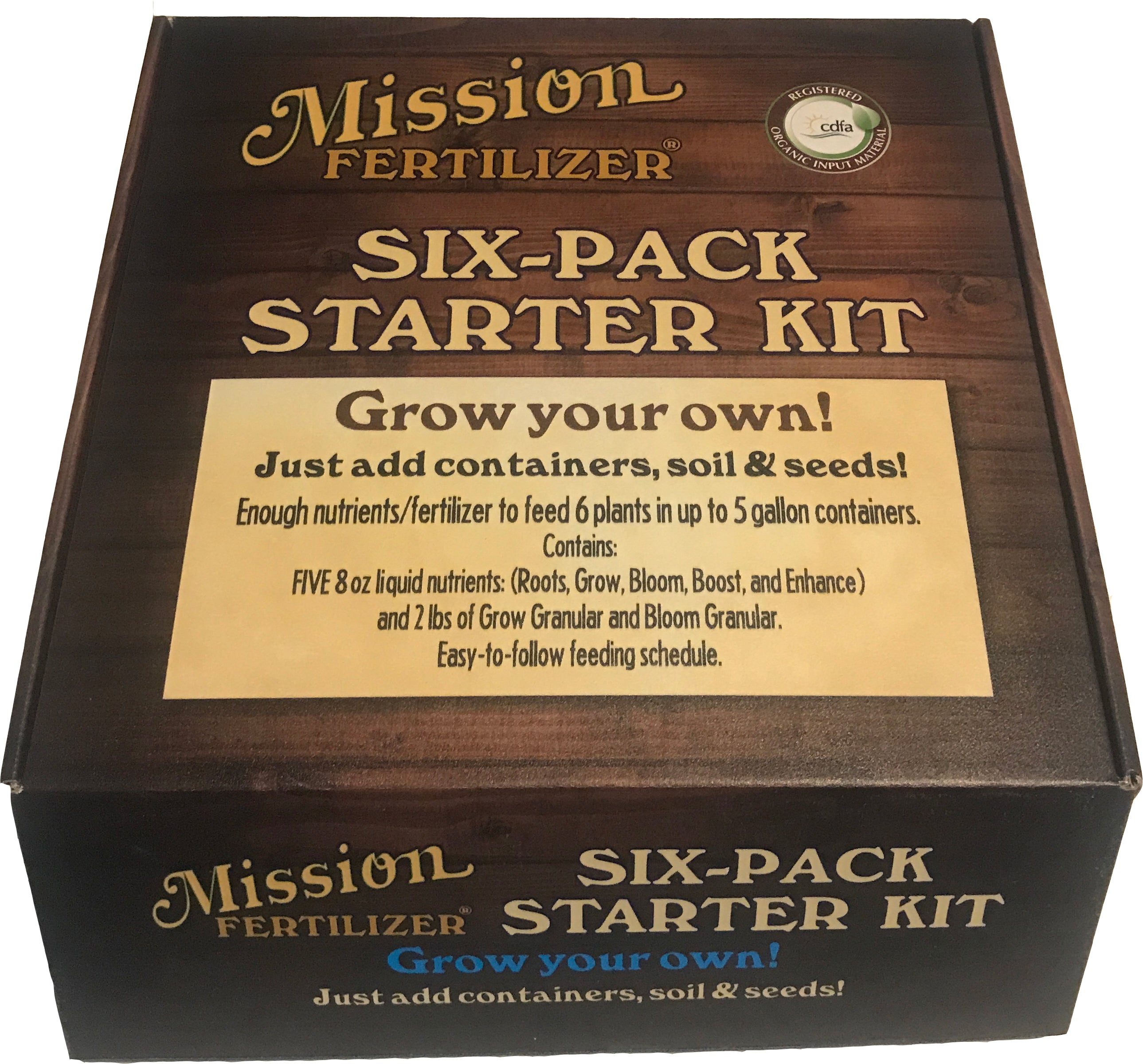 Mission Fertilizer Six Plant Starter Kit - Enough Organic nutrients to grow 6 medicinal plants in up to 5 gallon containers from start to finish.
